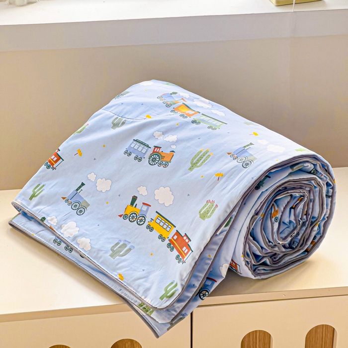 91家纺网 家纺一手货源 找家纺 十九色 2026新款宝宝幼儿园小被子儿童夏凉被夏季夏被空调被 小火车