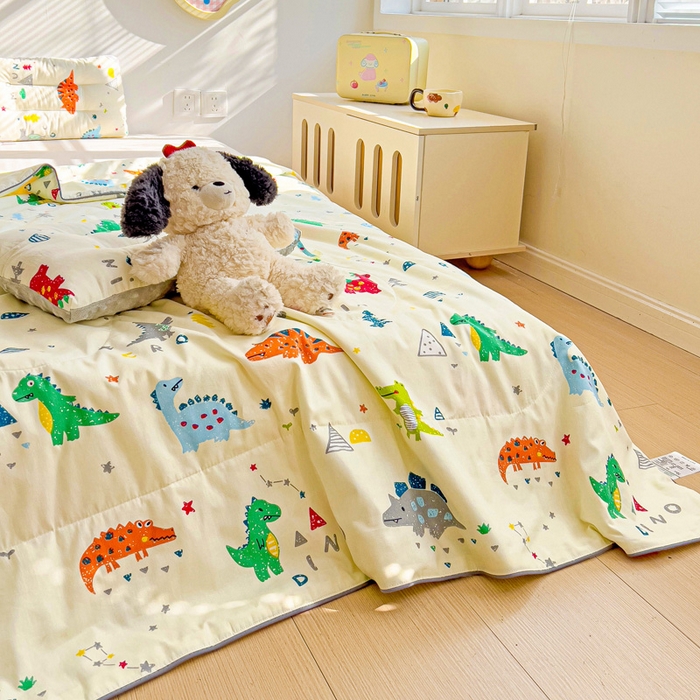 91家纺网 家纺一手货源 找家纺 十九色 2026新款宝宝幼儿园小被子儿童夏凉被夏季夏被空调被 小恐龙