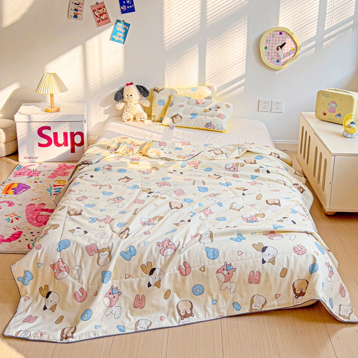 91家纺网 家纺一手货源 找家纺 十九色 2026新款宝宝幼儿园小被子儿童夏凉被夏季夏被空调被 字母乐园