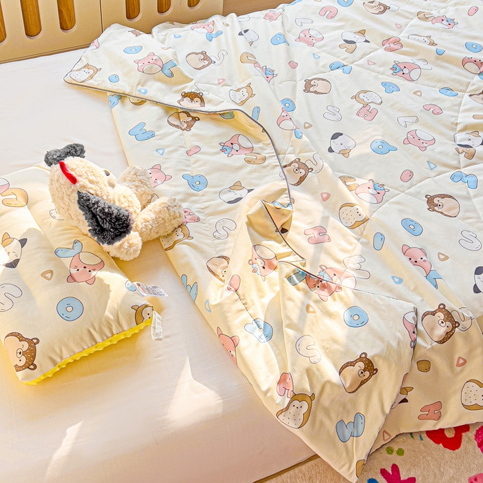 91家纺网 家纺一手货源 找家纺 十九色 2026新款宝宝幼儿园小被子儿童夏凉被夏季夏被空调被 字母乐园