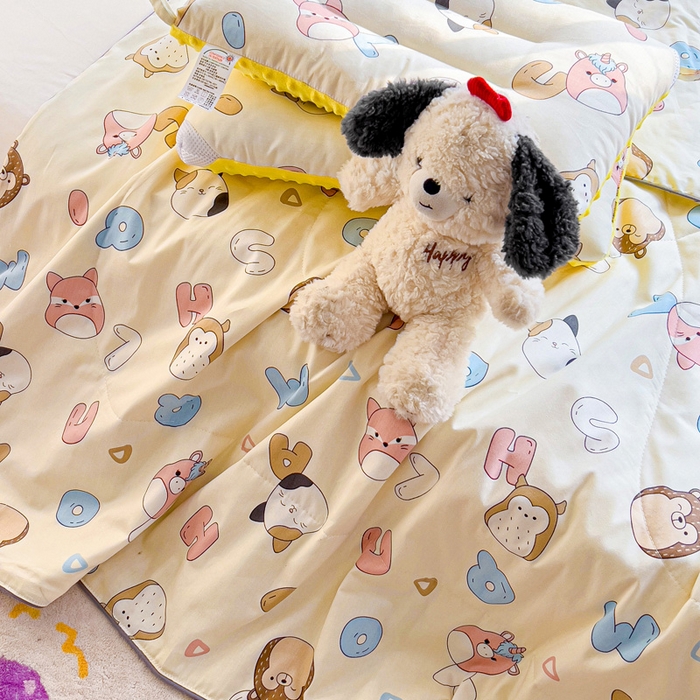 91家纺网 家纺一手货源 找家纺 十九色 2026新款宝宝幼儿园小被子儿童夏凉被夏季夏被空调被 字母乐园