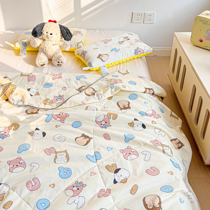 91家纺网 家纺一手货源 找家纺 十九色 2026新款宝宝幼儿园小被子儿童夏凉被夏季夏被空调被 字母乐园