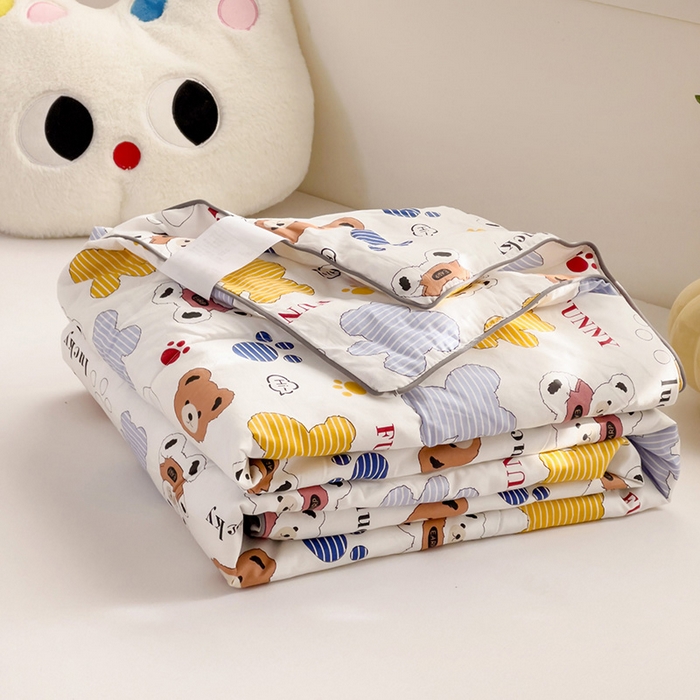 91家纺网 家纺一手货源 找家纺 十九色 2026新款宝宝幼儿园小被子儿童夏凉被夏季夏被空调被 饼干熊