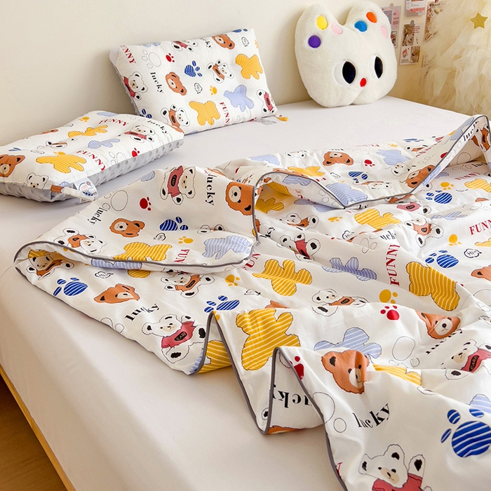 91家纺网 家纺一手货源 找家纺 十九色 2026新款宝宝幼儿园小被子儿童夏凉被夏季夏被空调被 饼干熊