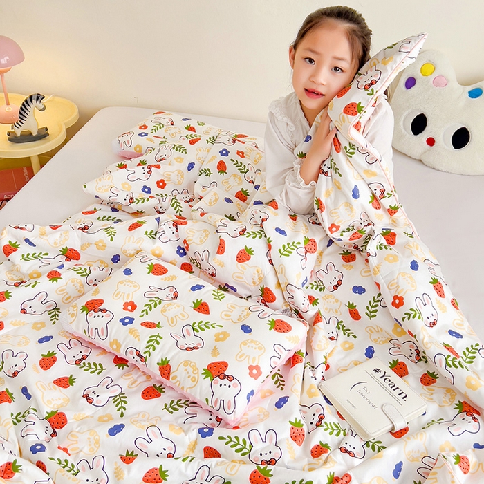 91家纺网 家纺一手货源 找家纺 十九色 2026新款宝宝幼儿园小被子儿童夏凉被夏季夏被空调被 大白兔