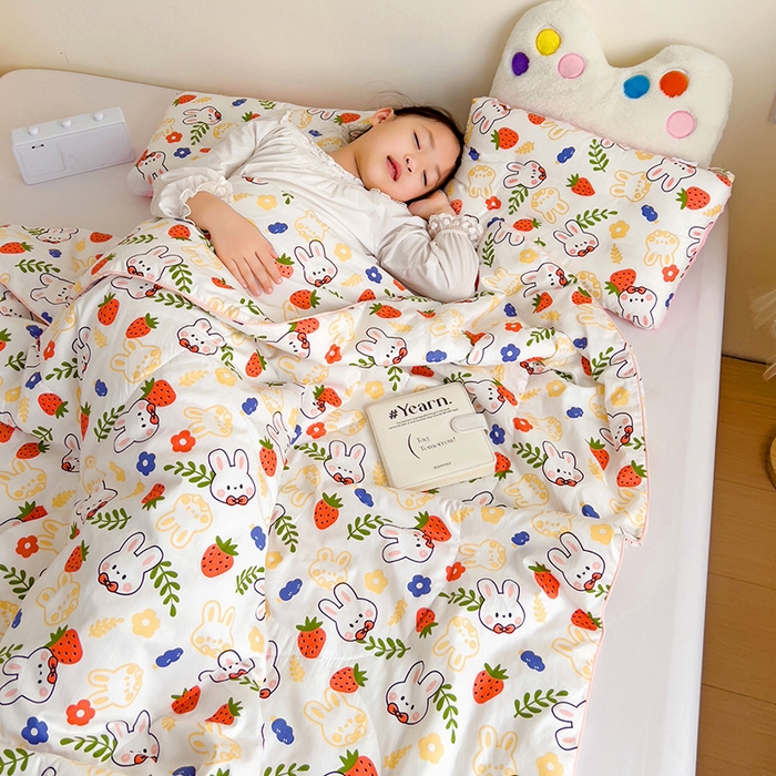 91家纺网 家纺一手货源 找家纺 十九色 2026新款宝宝幼儿园小被子儿童夏凉被夏季夏被空调被 大白兔