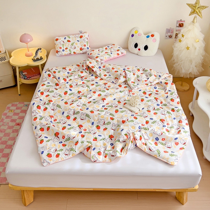 91家纺网 家纺一手货源 找家纺 十九色 2026新款宝宝幼儿园小被子儿童夏凉被夏季夏被空调被 大白兔