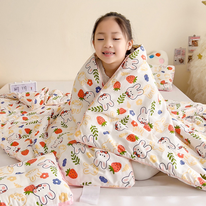 91家纺网 家纺一手货源 找家纺 十九色 2026新款宝宝幼儿园小被子儿童夏凉被夏季夏被空调被 大白兔