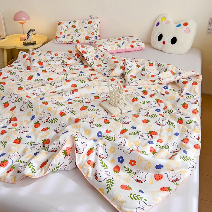 91家纺网 家纺一手货源 找家纺 十九色 2026新款宝宝幼儿园小被子儿童夏凉被夏季夏被空调被 大白兔