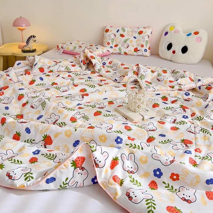 91家纺网 家纺一手货源 找家纺 十九色 2026新款宝宝幼儿园小被子儿童夏凉被夏季夏被空调被 大白兔