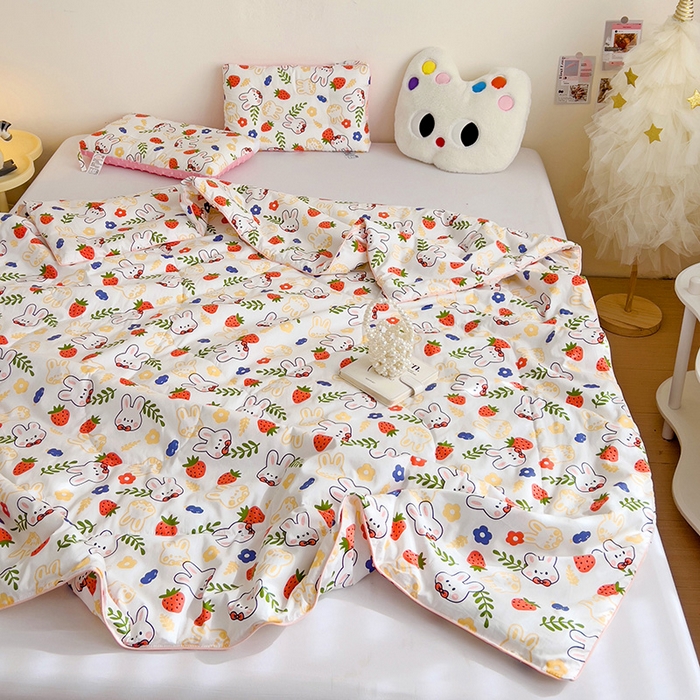 91家纺网 家纺一手货源 找家纺 十九色 2026新款宝宝幼儿园小被子儿童夏凉被夏季夏被空调被 大白兔