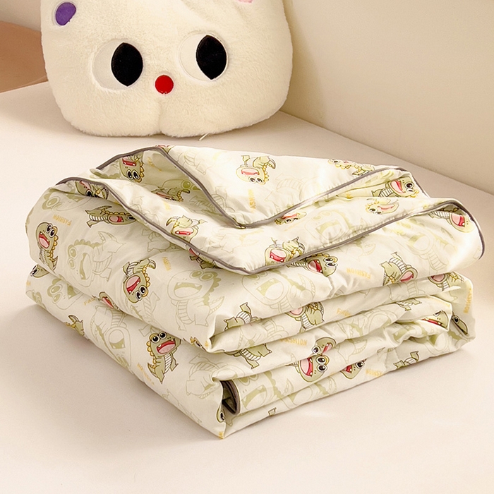 91家纺网 家纺一手货源 找家纺 十九色 2026新款宝宝幼儿园小被子儿童夏凉被夏季夏被空调被 绿恐龙