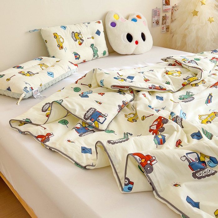 91家纺网 家纺一手货源 找家纺 十九色 2026新款宝宝幼儿园小被子儿童夏凉被夏季夏被空调被 挖掘机