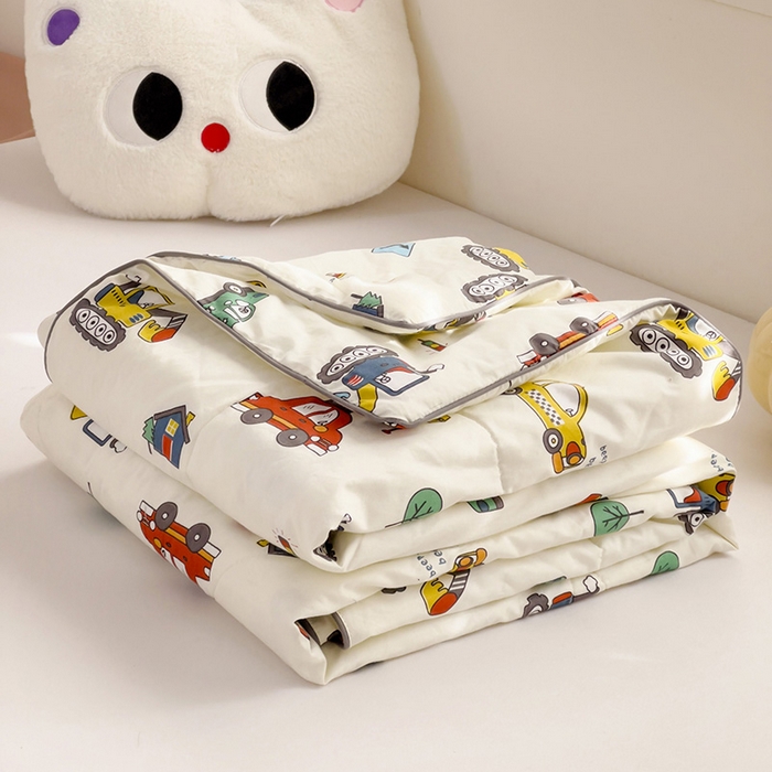 91家纺网 家纺一手货源 找家纺 十九色 2026新款宝宝幼儿园小被子儿童夏凉被夏季夏被空调被 挖掘机