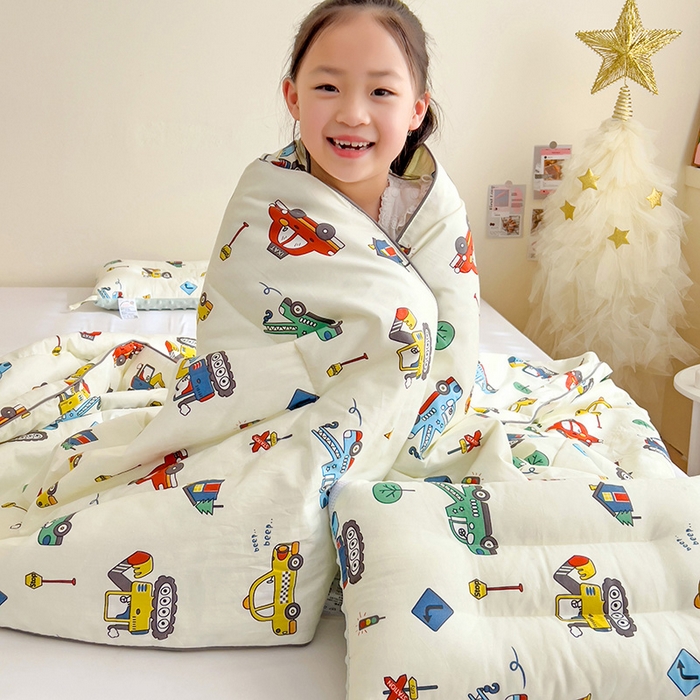 91家纺网 家纺一手货源 找家纺 十九色 2026新款宝宝幼儿园小被子儿童夏凉被夏季夏被空调被 挖掘机