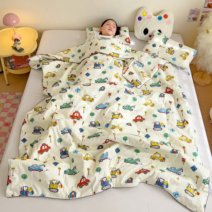 91家纺网 家纺一手货源 找家纺 十九色 2026新款宝宝幼儿园小被子儿童夏凉被夏季夏被空调被 挖掘机