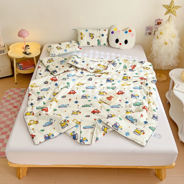 91家纺网 家纺一手货源 找家纺 十九色 2026新款宝宝幼儿园小被子儿童夏凉被夏季夏被空调被 挖掘机