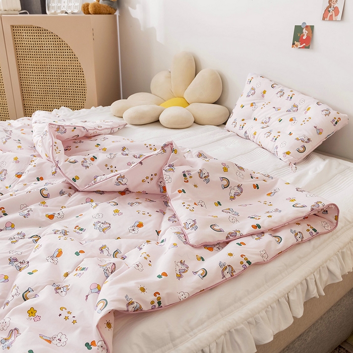 91家纺网 家纺一手货源 找家纺 十九色 2026新款宝宝幼儿园小被子儿童夏凉被夏季夏被空调被 彩虹小马