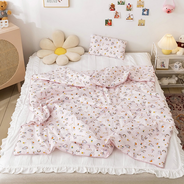 91家纺网 家纺一手货源 找家纺 十九色 2026新款宝宝幼儿园小被子儿童夏凉被夏季夏被空调被 彩虹小马