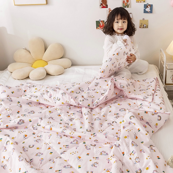 91家纺网 家纺一手货源 找家纺 十九色 2026新款宝宝幼儿园小被子儿童夏凉被夏季夏被空调被 彩虹小马