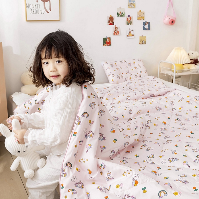 91家纺网 家纺一手货源 找家纺 十九色 2026新款宝宝幼儿园小被子儿童夏凉被夏季夏被空调被 彩虹小马