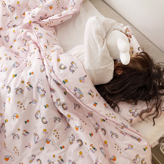 91家纺网 家纺一手货源 找家纺 十九色 2026新款宝宝幼儿园小被子儿童夏凉被夏季夏被空调被 彩虹小马