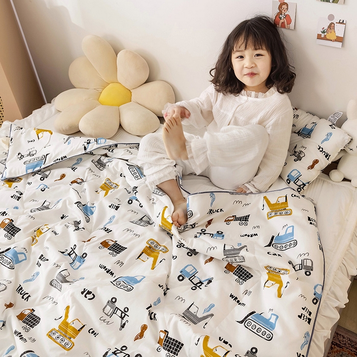 十九色 2026新款宝宝幼儿园小被子儿童夏凉被夏季夏被空调被 工程车