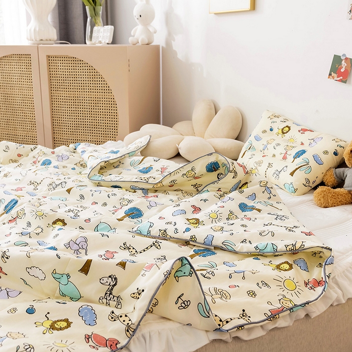 91家纺网 家纺一手货源 找家纺 十九色 2026新款宝宝幼儿园小被子儿童夏凉被夏季夏被空调被 开心乐园