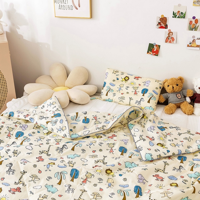 91家纺网 家纺一手货源 找家纺 十九色 2026新款宝宝幼儿园小被子儿童夏凉被夏季夏被空调被 开心乐园