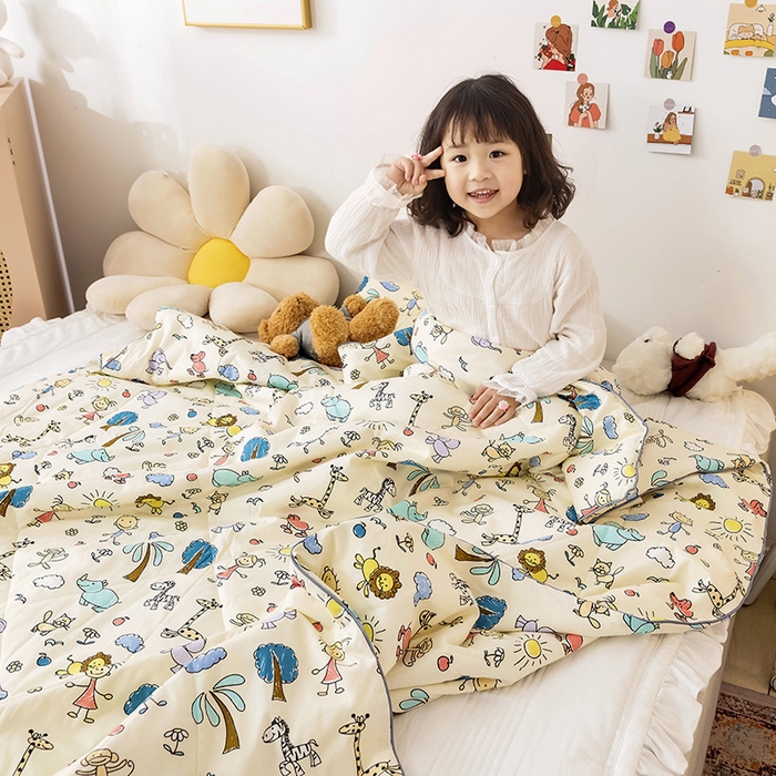 91家纺网 家纺一手货源 找家纺 十九色 2026新款宝宝幼儿园小被子儿童夏凉被夏季夏被空调被 开心乐园