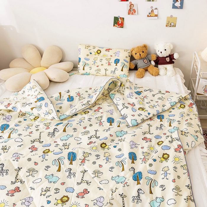 91家纺网 家纺一手货源 找家纺 十九色 2026新款宝宝幼儿园小被子儿童夏凉被夏季夏被空调被 开心乐园