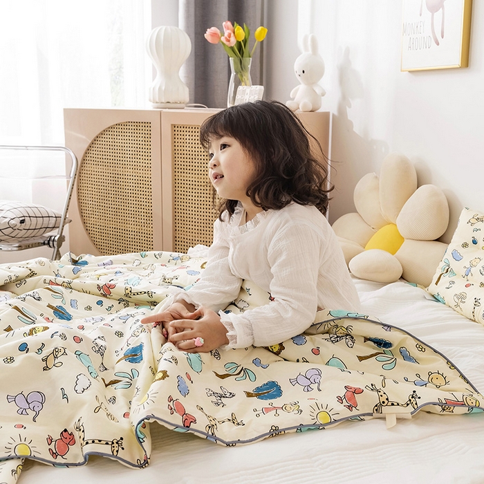 91家纺网 家纺一手货源 找家纺 十九色 2026新款宝宝幼儿园小被子儿童夏凉被夏季夏被空调被 开心乐园