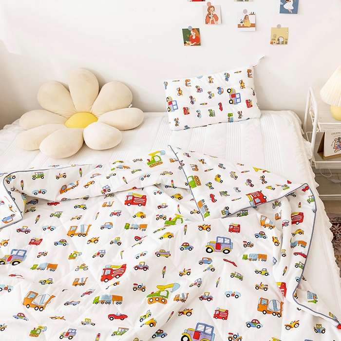 91家纺网 家纺一手货源 找家纺 十九色 2026新款宝宝幼儿园小被子儿童夏凉被夏季夏被空调被 小汽车