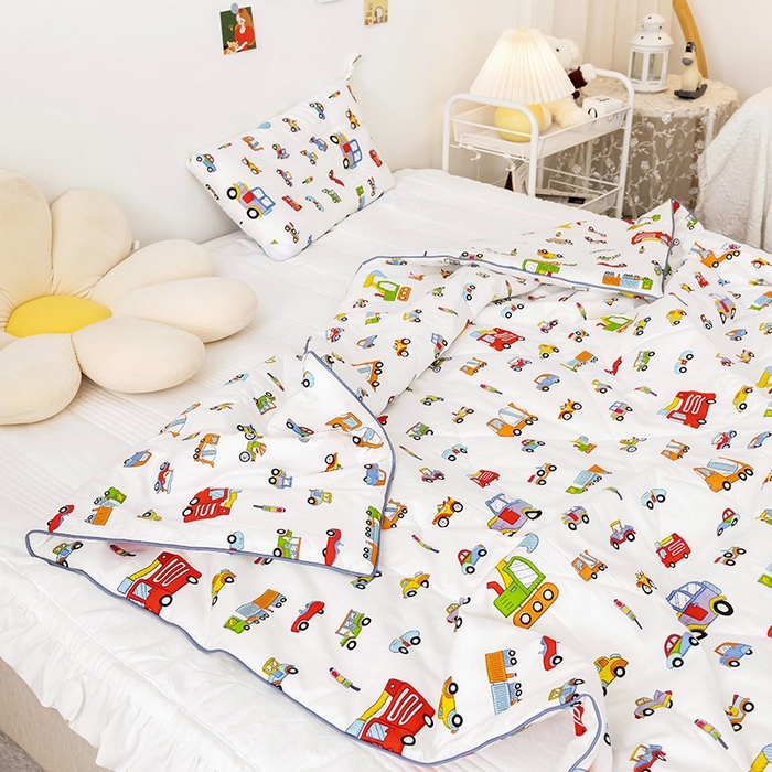 91家纺网 家纺一手货源 找家纺 十九色 2026新款宝宝幼儿园小被子儿童夏凉被夏季夏被空调被 小汽车