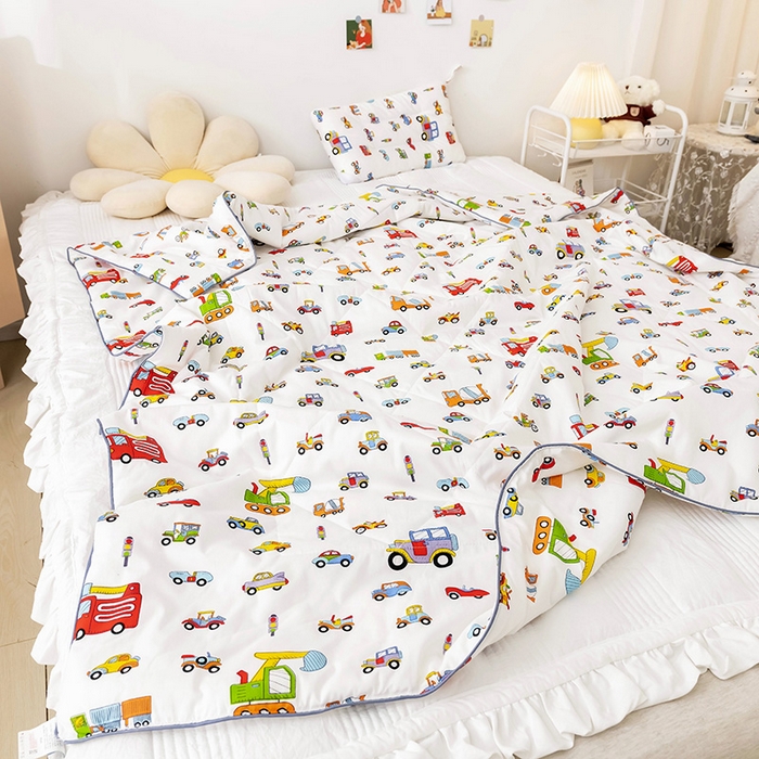 91家纺网 家纺一手货源 找家纺 十九色 2026新款宝宝幼儿园小被子儿童夏凉被夏季夏被空调被 小汽车