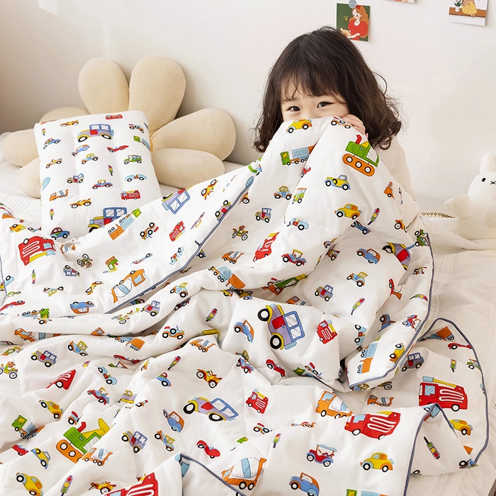 91家纺网 家纺一手货源 找家纺 十九色 2026新款宝宝幼儿园小被子儿童夏凉被夏季夏被空调被 小汽车