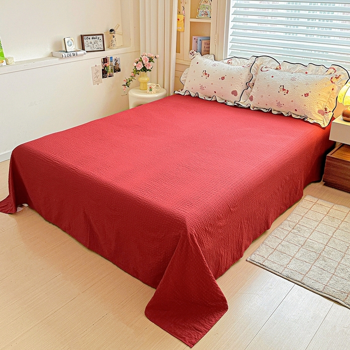 91家纺网 家纺一手货源 找家纺 芯贝儿 2026新品加厚法式泡芙棉水洗棉云感皱皱双层纱花边四件套 马上有钱