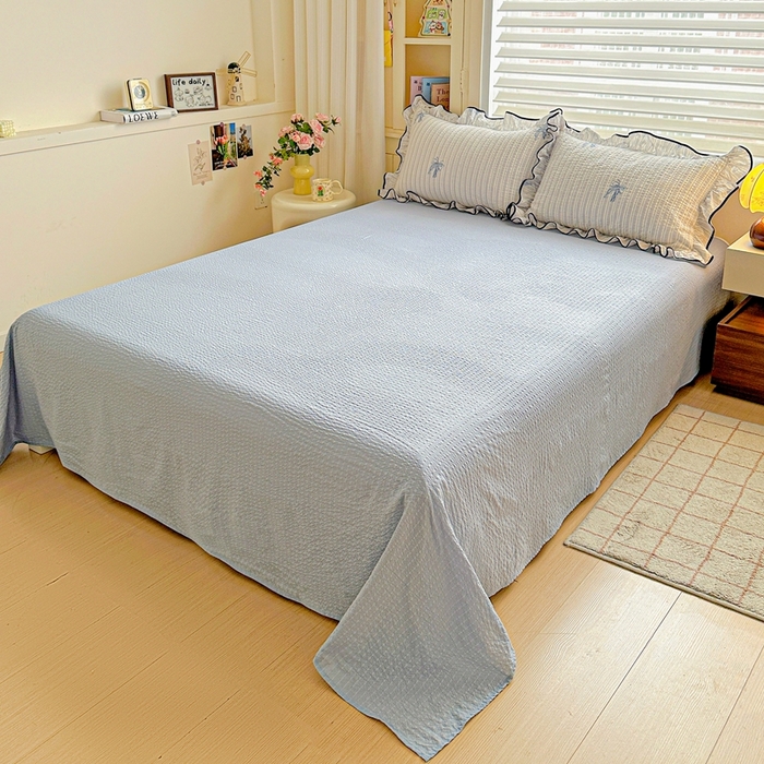 91家纺网 家纺一手货源 找家纺 芯贝儿 2026新品加厚法式泡芙棉水洗棉云感皱皱双层纱花边四件套 蝶梦