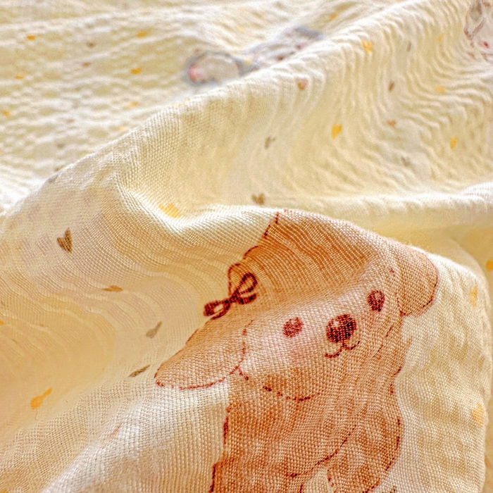 91家纺网 家纺一手货源 找家纺 芯贝儿 2026新品加厚法式泡芙棉水洗棉云感皱皱双层纱花边四件套 奇奇乐园