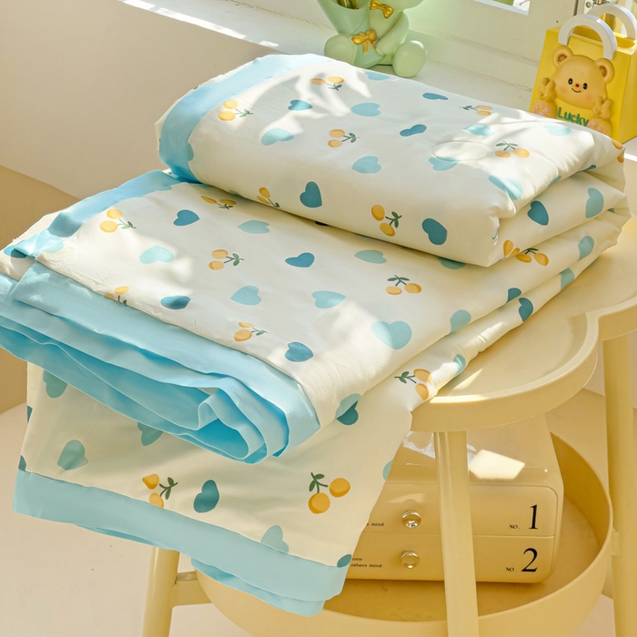 91家纺网 家纺一手货源 找家纺 （总）十九色 2026新款液态硅胶奶嘴同源天丝棉飞边凉感夏被夏凉被空调被