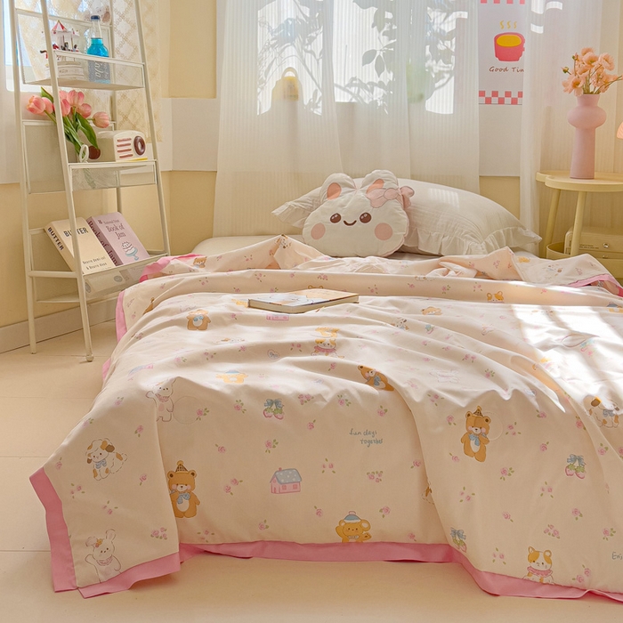 91家纺网 家纺一手货源 找家纺 （总）十九色 2026新款液态硅胶奶嘴同源天丝棉飞边凉感夏被夏凉被空调被