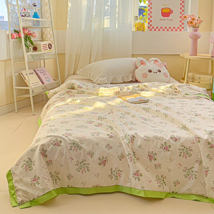 十九色 2026新款液态硅胶奶嘴同源天丝棉飞边凉感夏被夏凉被空调被 花园里