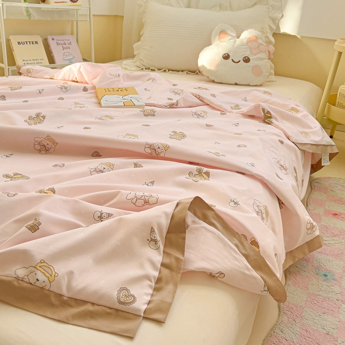 91家纺网 家纺一手货源 找家纺 十九色 2026新款液态硅胶奶嘴同源天丝棉飞边凉感夏被夏凉被空调被 小布偶