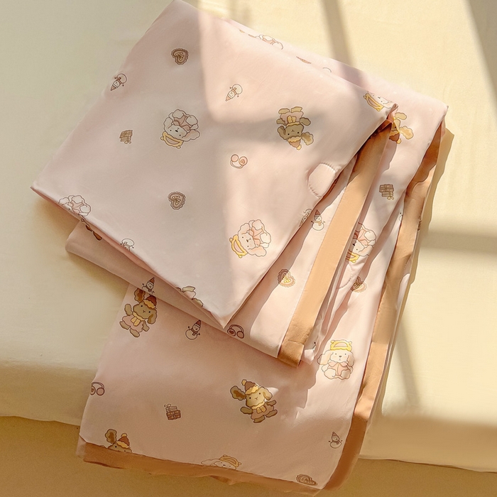 91家纺网 家纺一手货源 找家纺 十九色 2026新款液态硅胶奶嘴同源天丝棉飞边凉感夏被夏凉被空调被 小布偶