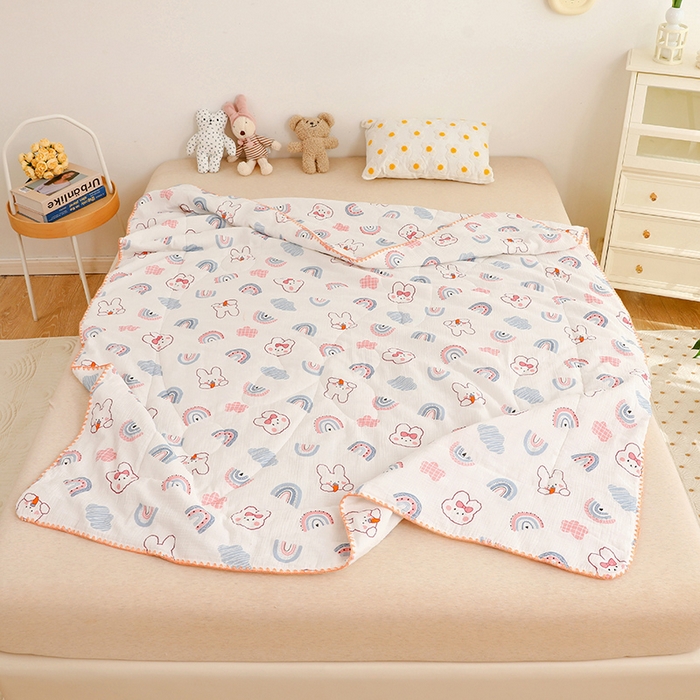 91家纺网 家纺一手货源 找家纺 （总）十九色 2026新款婴儿纱皱布儿童贴身夏被被子被芯