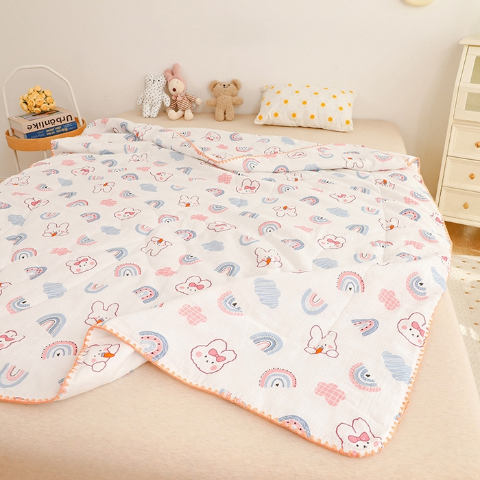 91家纺网 家纺一手货源 找家纺 （总）十九色 2026新款婴儿纱皱布儿童贴身夏被被子被芯