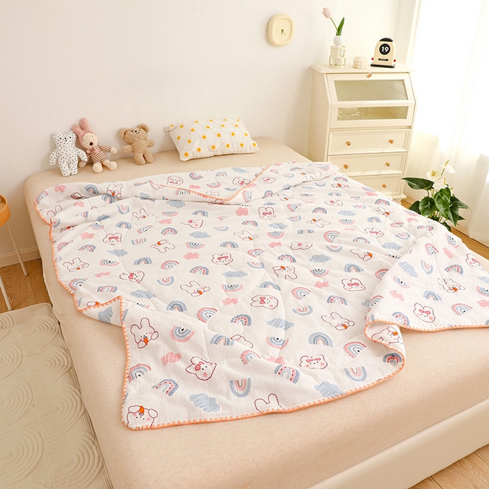 91家纺网 家纺一手货源 找家纺 （总）十九色 2026新款婴儿纱皱布儿童贴身夏被被子被芯