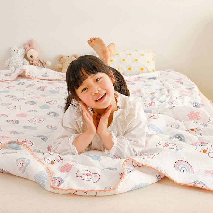 91家纺网 家纺一手货源 找家纺 （总）十九色 2026新款婴儿纱皱布儿童贴身夏被被子被芯