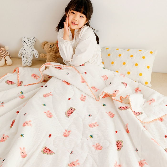 91家纺网 家纺一手货源 找家纺 （总）十九色 2026新款婴儿纱皱布儿童贴身夏被被子被芯