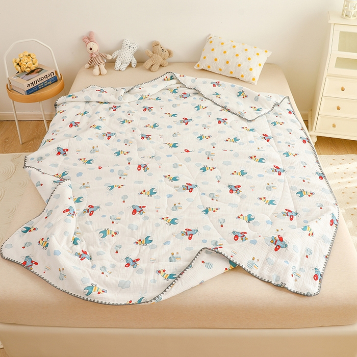 91家纺网 家纺一手货源 找家纺 十九色 2026新款婴儿纱皱布儿童贴身夏被被子被芯 滑翔机